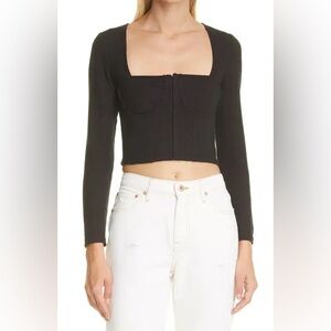 JONATHAN SIMKHAI STANDARD SHAY BOBBINET BUSTIER COTTON BLEND TOP